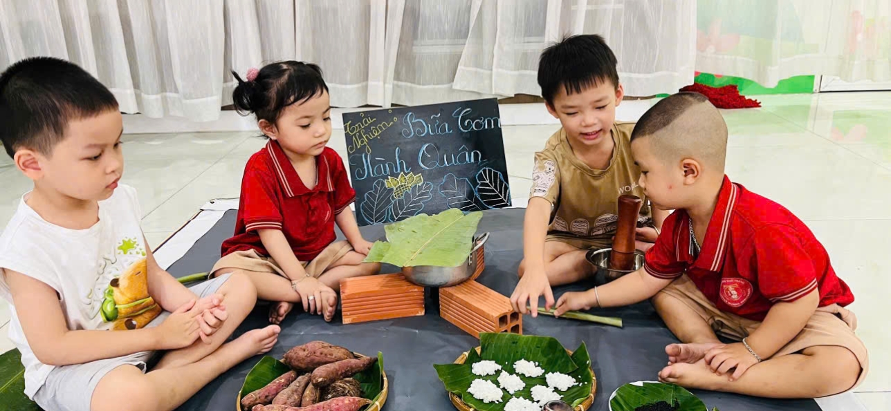 Các bé tại trường mầm non Thỏ Trắng